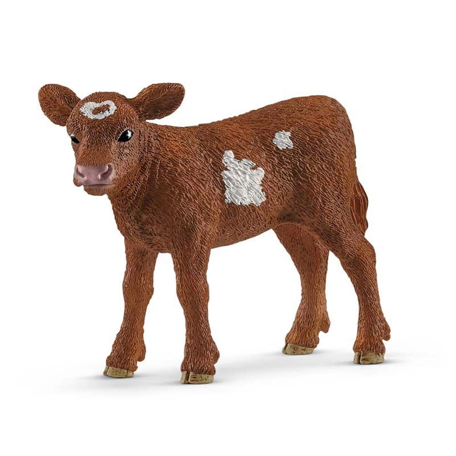 Brown Calf figurine with white spots, perfect for play or display.