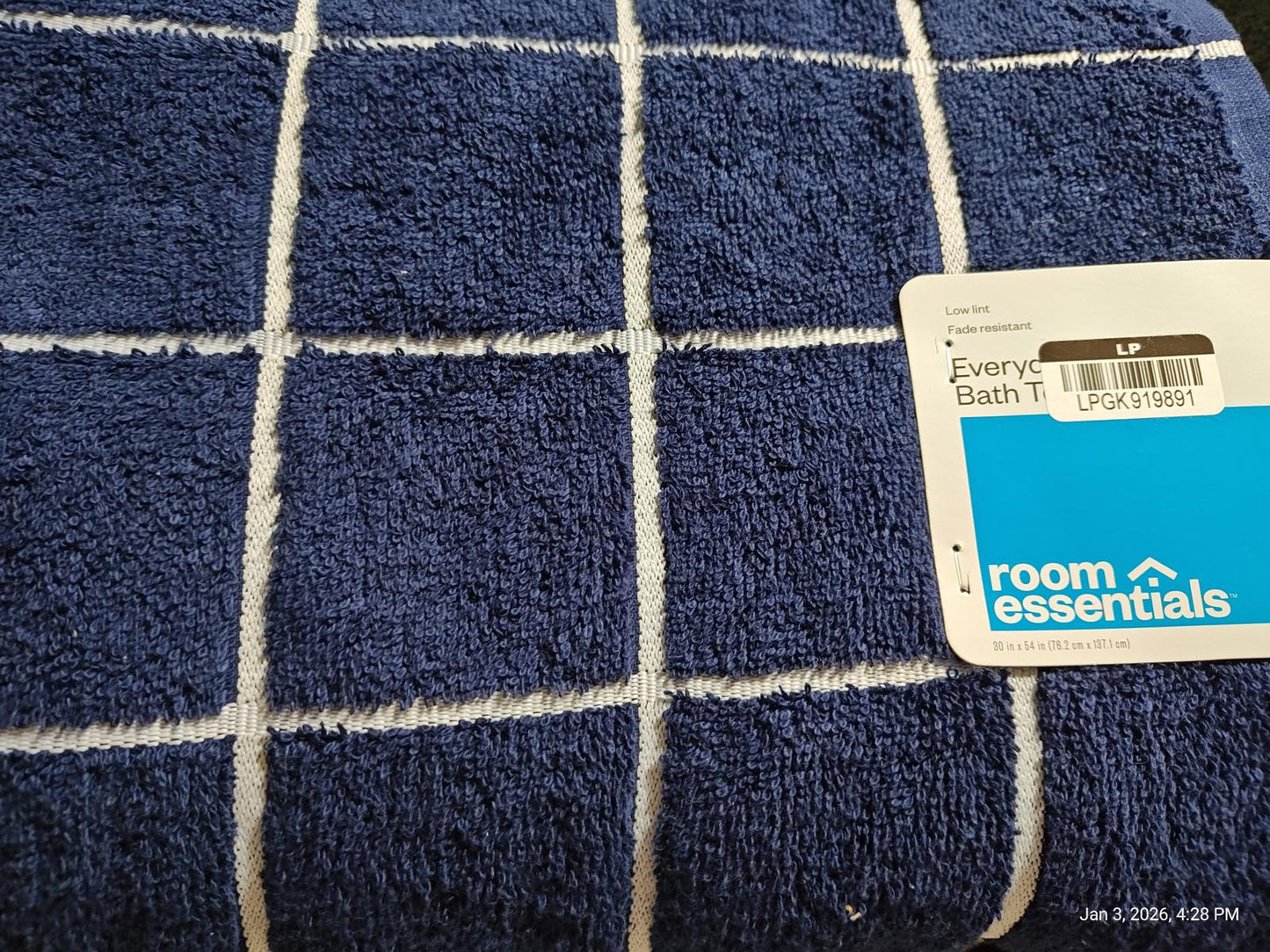 3 Pack Bath Towel Navy Everyday Bath Towel - Room Essential