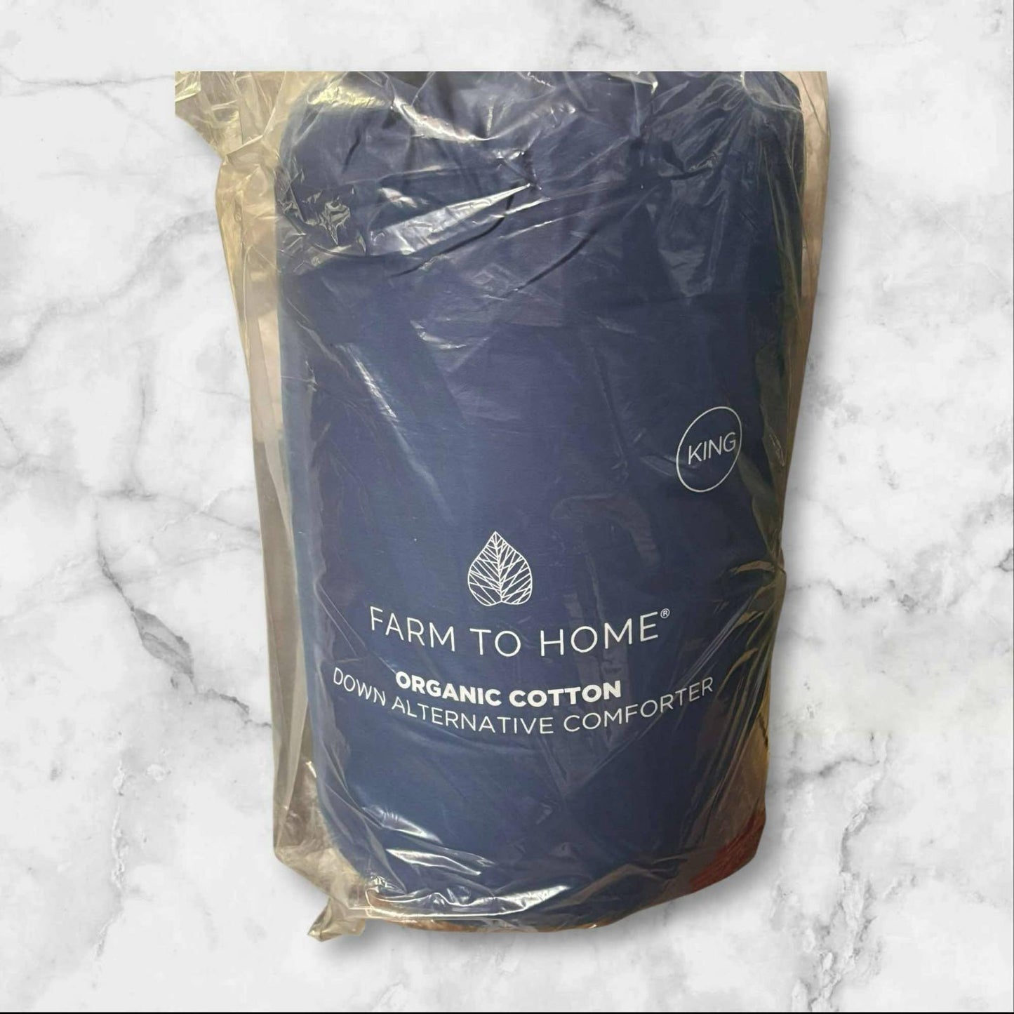 Farm to Home Organic Cotton Down Alternative Comforter King Navy 108" x 98" NEW