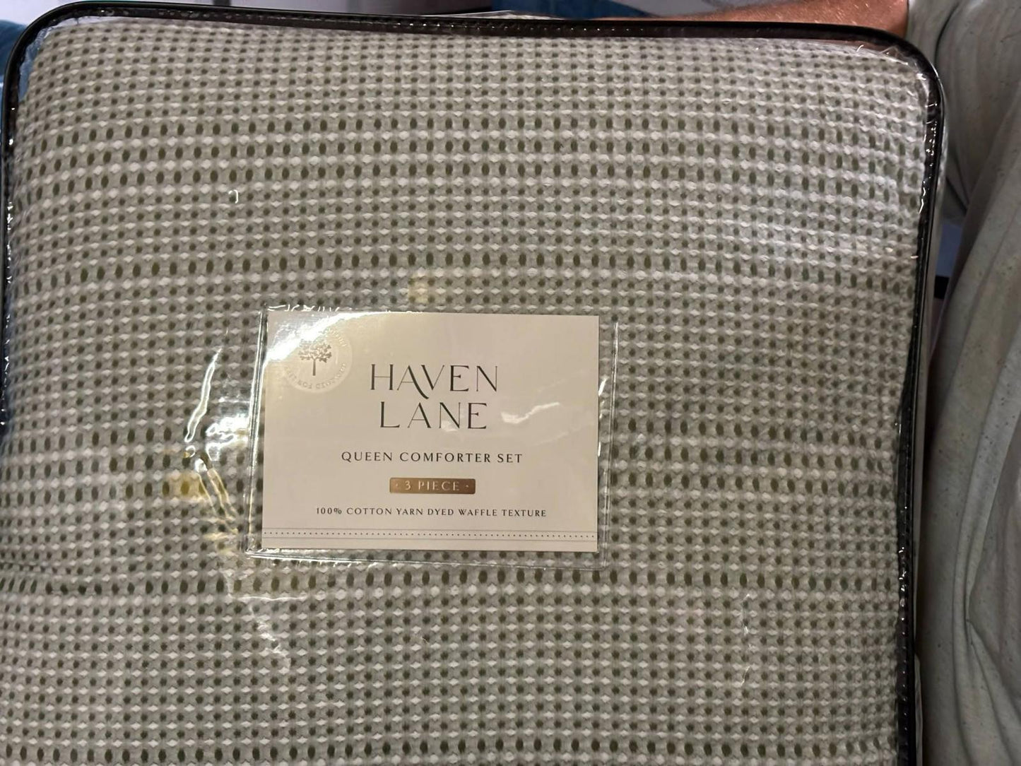 HAVEN LANE Waffle Queen Green 3 piece COMFORTER SET-