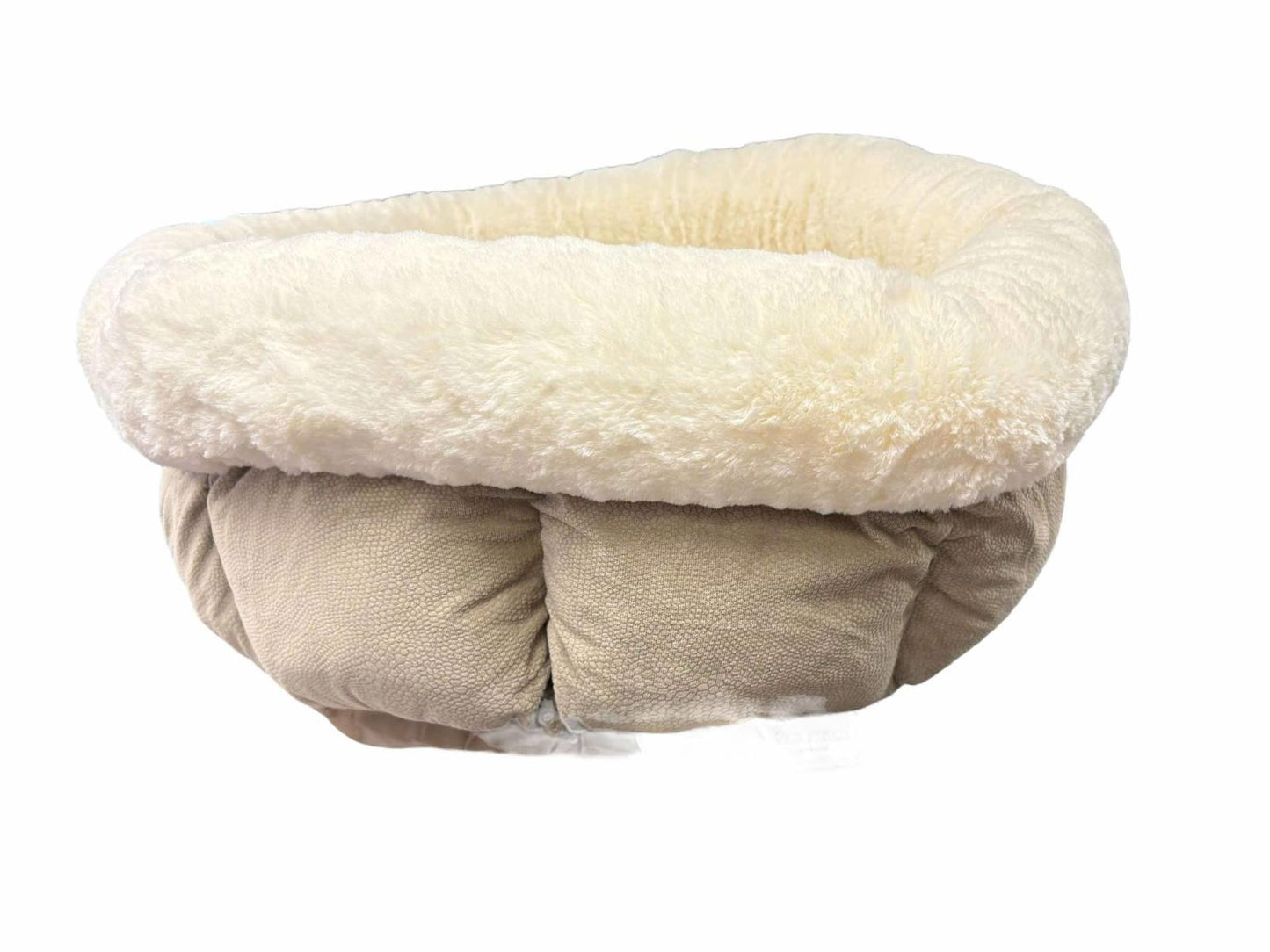 Dog Bed, Small 18" White Faux Fur Machine Washable Best Friends by Sheri