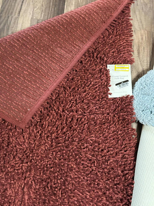 Casaluna Cotton Looped Bath Rug Mélange Burgundy – Cozy Elegance by PNC Family FInds