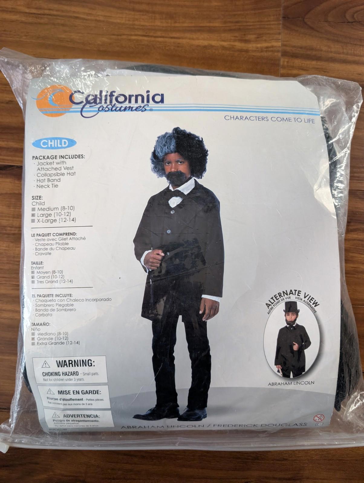 California Costumes child costume package featuring a character with an afro hairstyle and tuxedo.