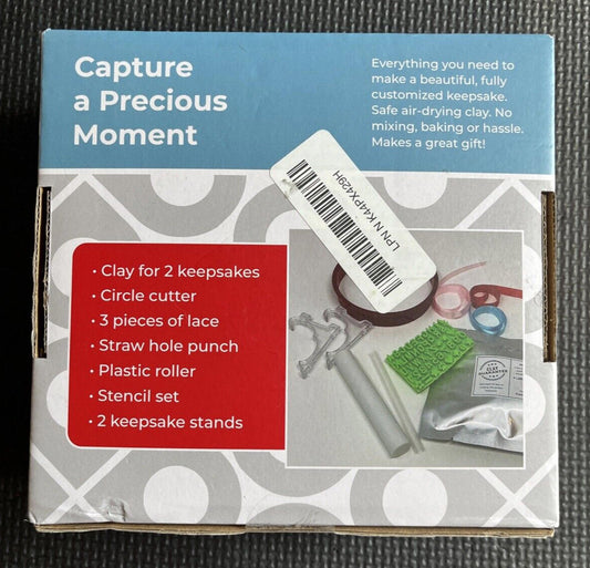 Capture a Precious Moment keepsake kit with clay, circle cutter, and stencil set for creating personalized gifts.
