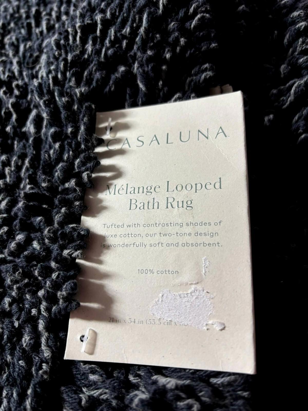 Casaluna Melange Loop Bath Rug featuring contrasting shades of cotton for a soft and absorbent design.