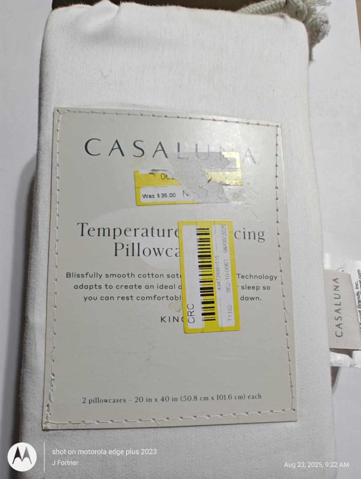 Casaluna temperature regulating pillowcase in white, designed for comfort and breathability.