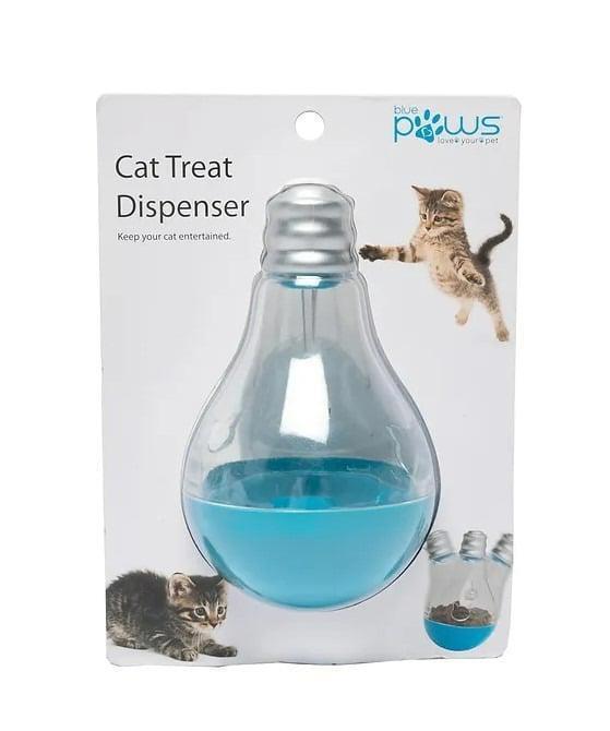 Cat Treat Dispenser designed to keep your cat entertained with a fun light bulb shape.