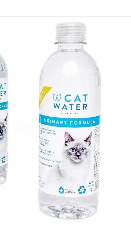 CAT WATER Urinary Formula in a clear bottle featuring a cat on the label.