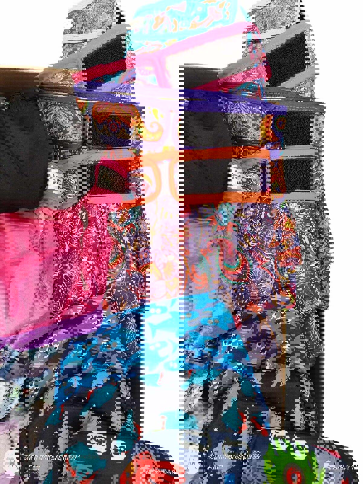 Colorful swim trunks featuring vibrant patterns and designs, perfect for summer fun.