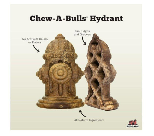 Chew-A-Bulls Hydrant toy with fun ridges and grooves, made from all natural ingredients.