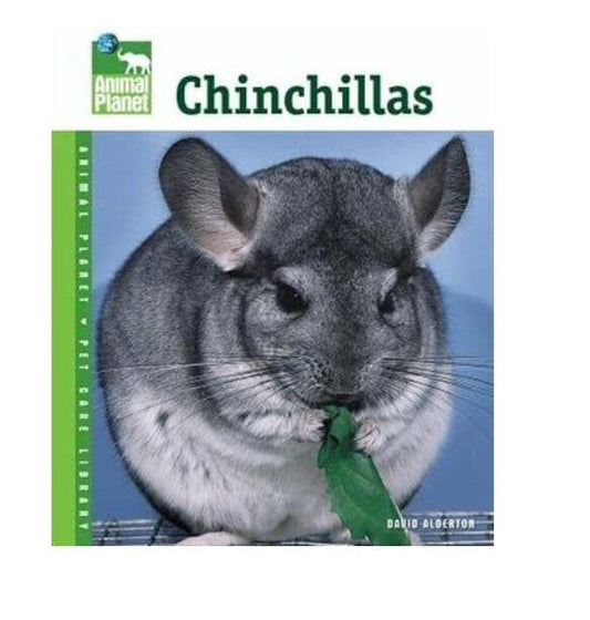 Chinchillas book cover featuring a gray chinchilla holding a green object.