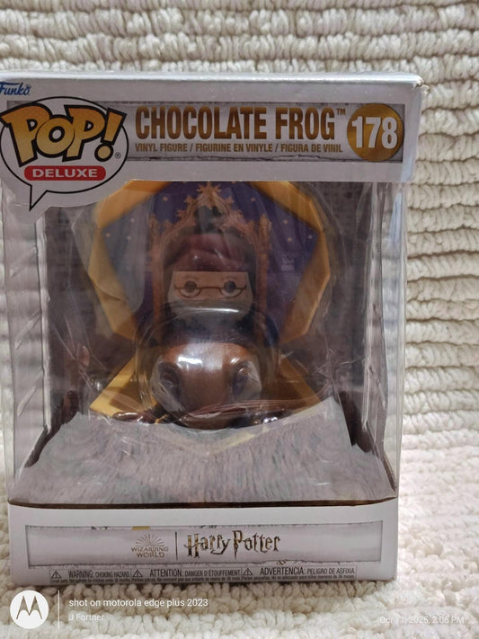 Chocolate Frog collectible from Harry Potter series, featuring detailed design in a clear display box.