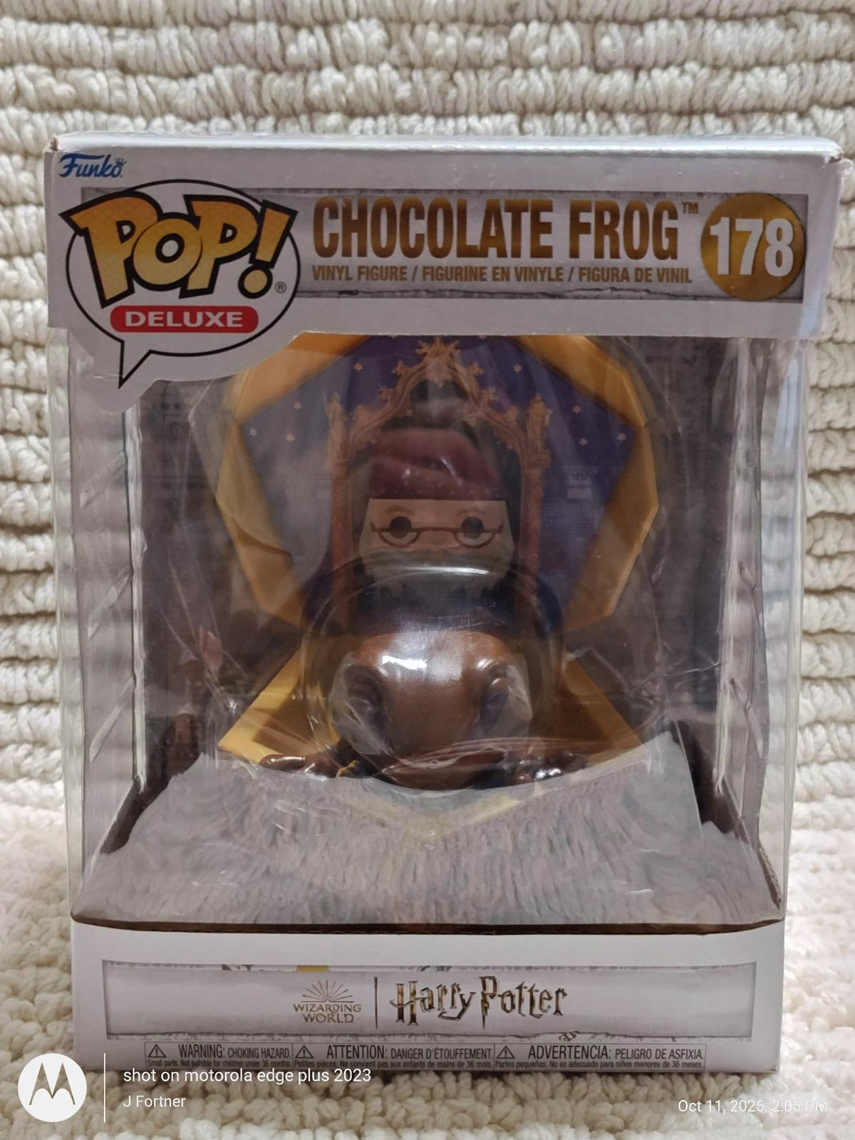 Chocolate Frog Funko Pop! figure from Harry Potter, featuring detailed design and packaging.
