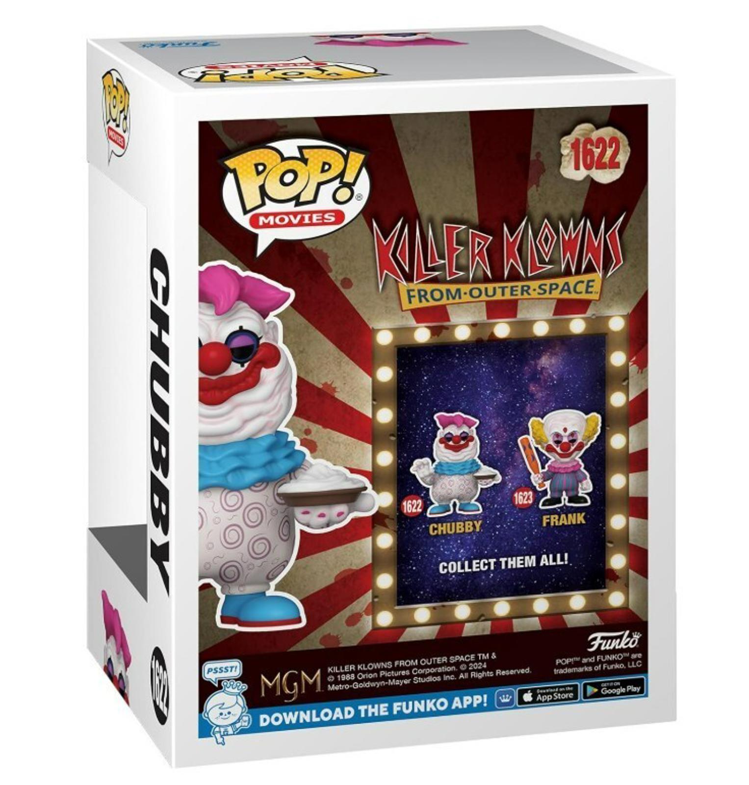 Chubby Killer Klowns from Outer Space Funko Pop figure in box with colorful design.