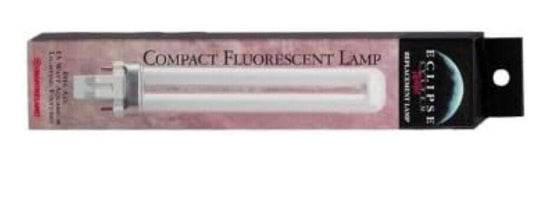 Compact fluorescent lamp with a sleek design in packaging, ideal for energy-efficient lighting.