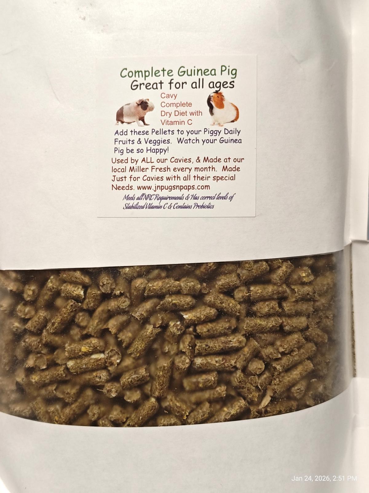 Complete Guinea Pig food pellets for all ages, featuring a nutritious blend for daily feeding.