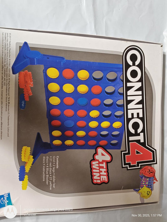 Connect 4 game featuring a blue grid with red and yellow discs for a fun family game night.