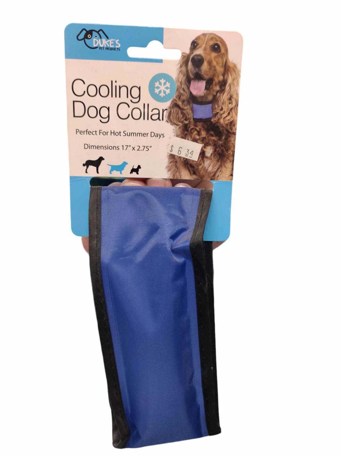 Cooling Dog Collar in blue, designed for hot summer days, dimensions 1" x 22".