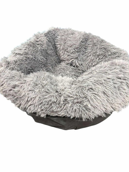 Cozy Pet Bed with fluffy gray fur for ultimate comfort.