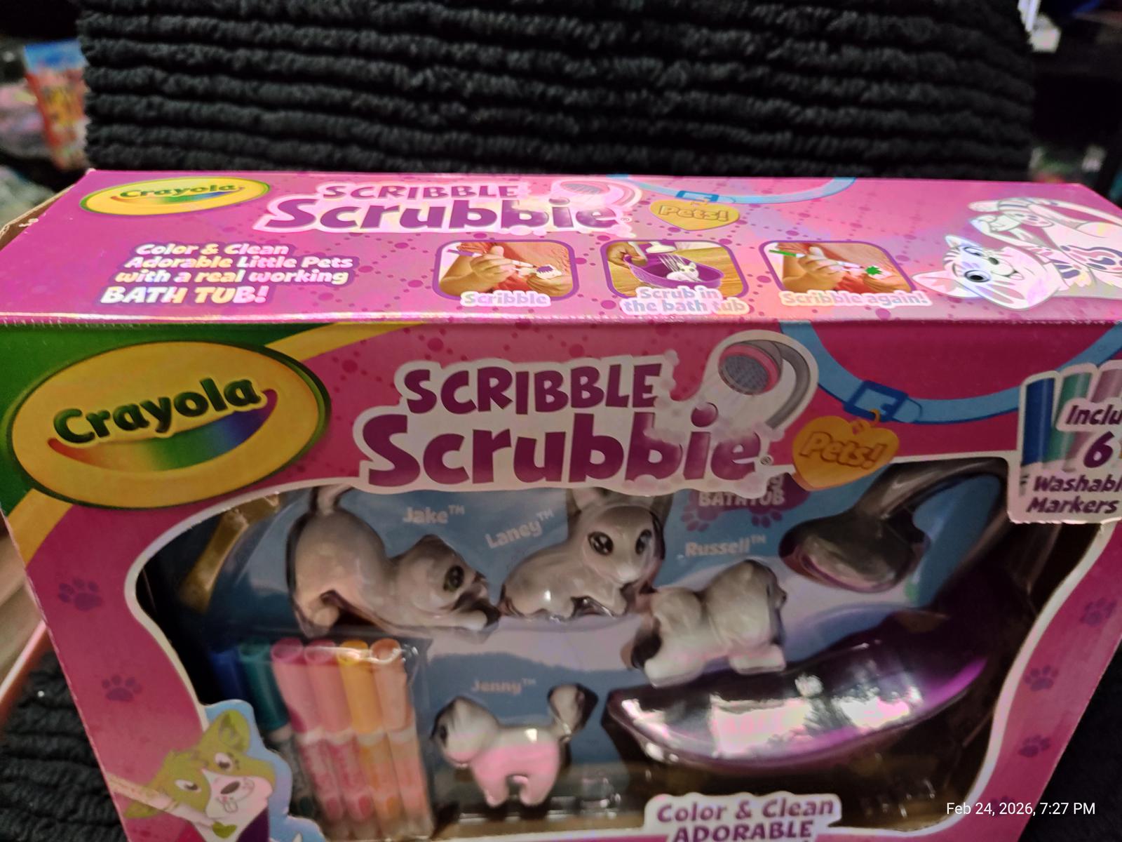 Crayola Scribble Scrubbies set featuring adorable animal figures and washable markers.
