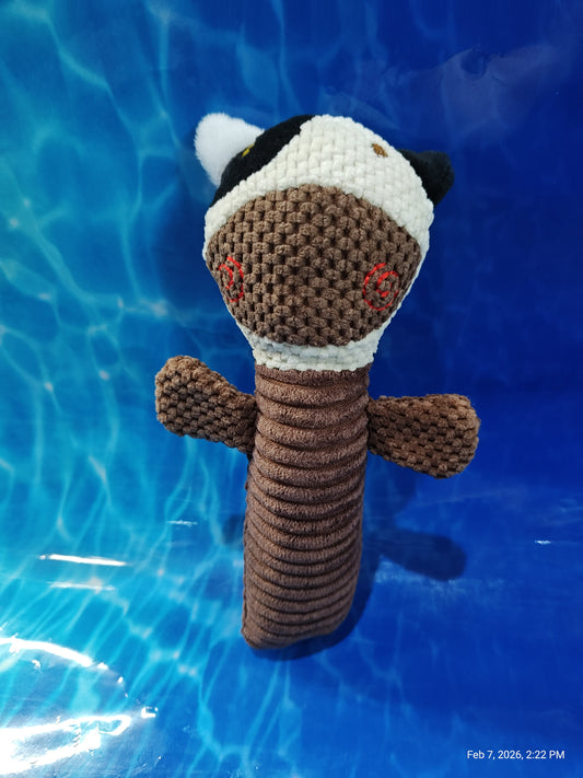 Crochet Cat Toy features a brown and white design with a playful expression.