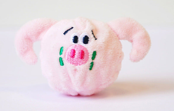 Cute Pig Plush Toy with pink color and embroidered features.