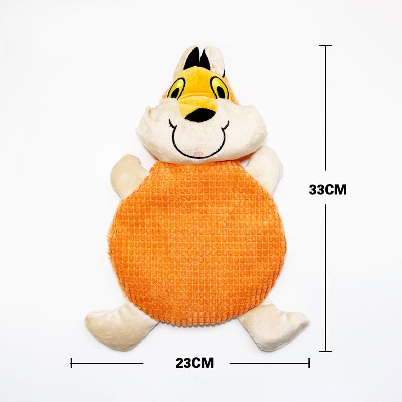 Cute plush toy featuring a smiling cartoon character with an orange body and yellow face.