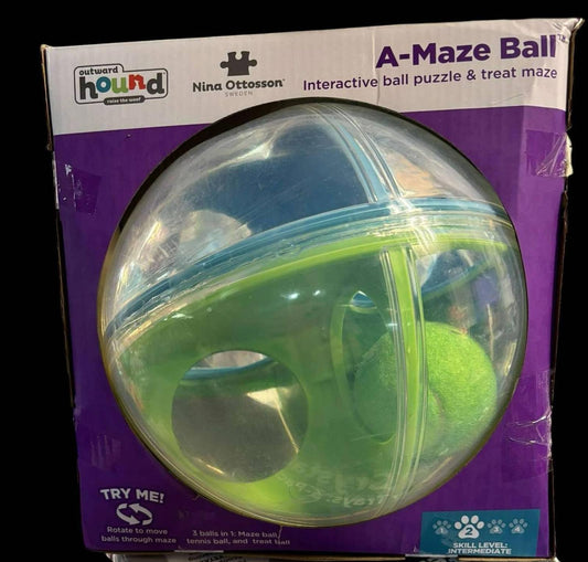 Outward Hound A-Maze Ball Interactive Ball Puzzle & Treat Maze Dog Toy