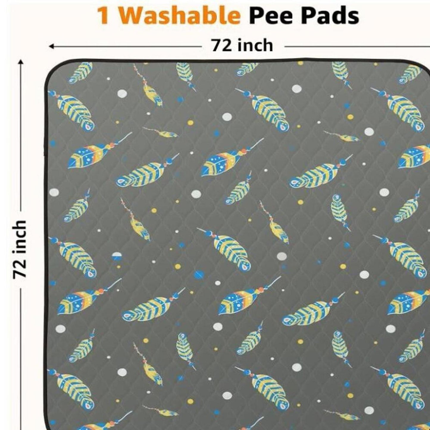 Washable Pee Pads for Dogs: 24 x 18 INCH 4 PK Black with white Paws & Cats