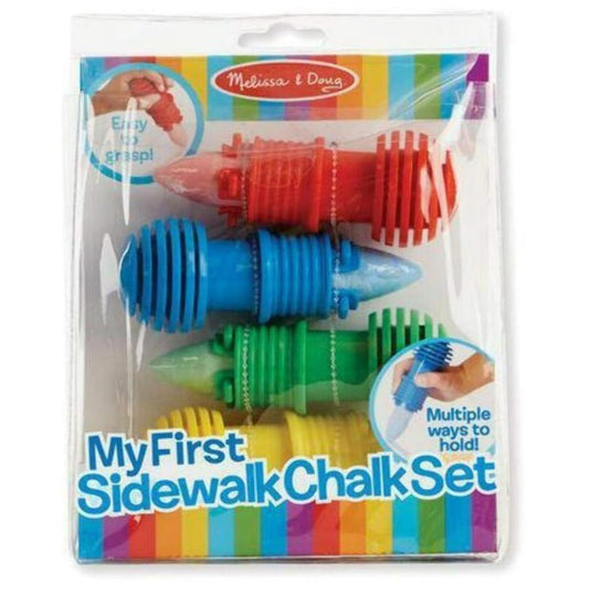 Melissa and Doug My First Sidewalk Chalk Set With Holders - 4 Chalk Sticks an
