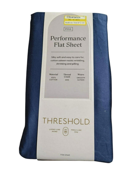 FULL Threshold  400 Thread Count Perfor Flat Sheet NAVY100% Cotton