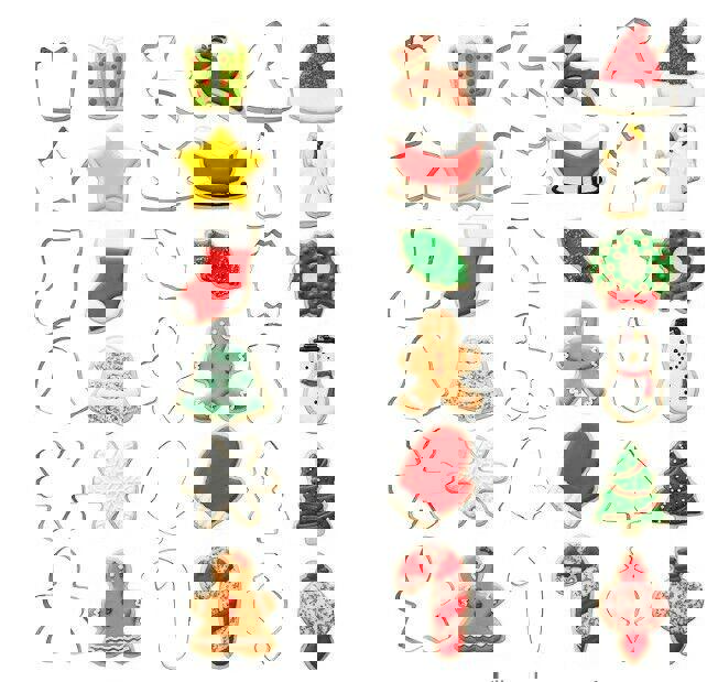 New Wilton Holiday 18-Pc Christmas Cookie Cutter Set Metal Angel Star Tree