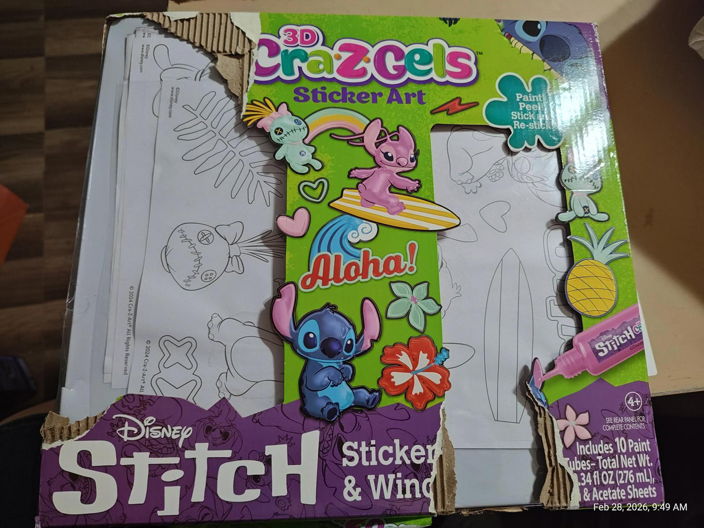 Disney Stitch CraZgel sticker art kit featuring colorful designs and characters for creative fun.