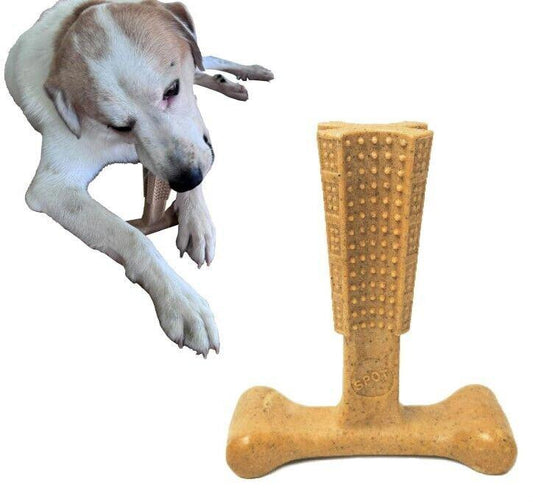 Dog chew toy designed for strong chewing, featuring a textured surface for better grip.