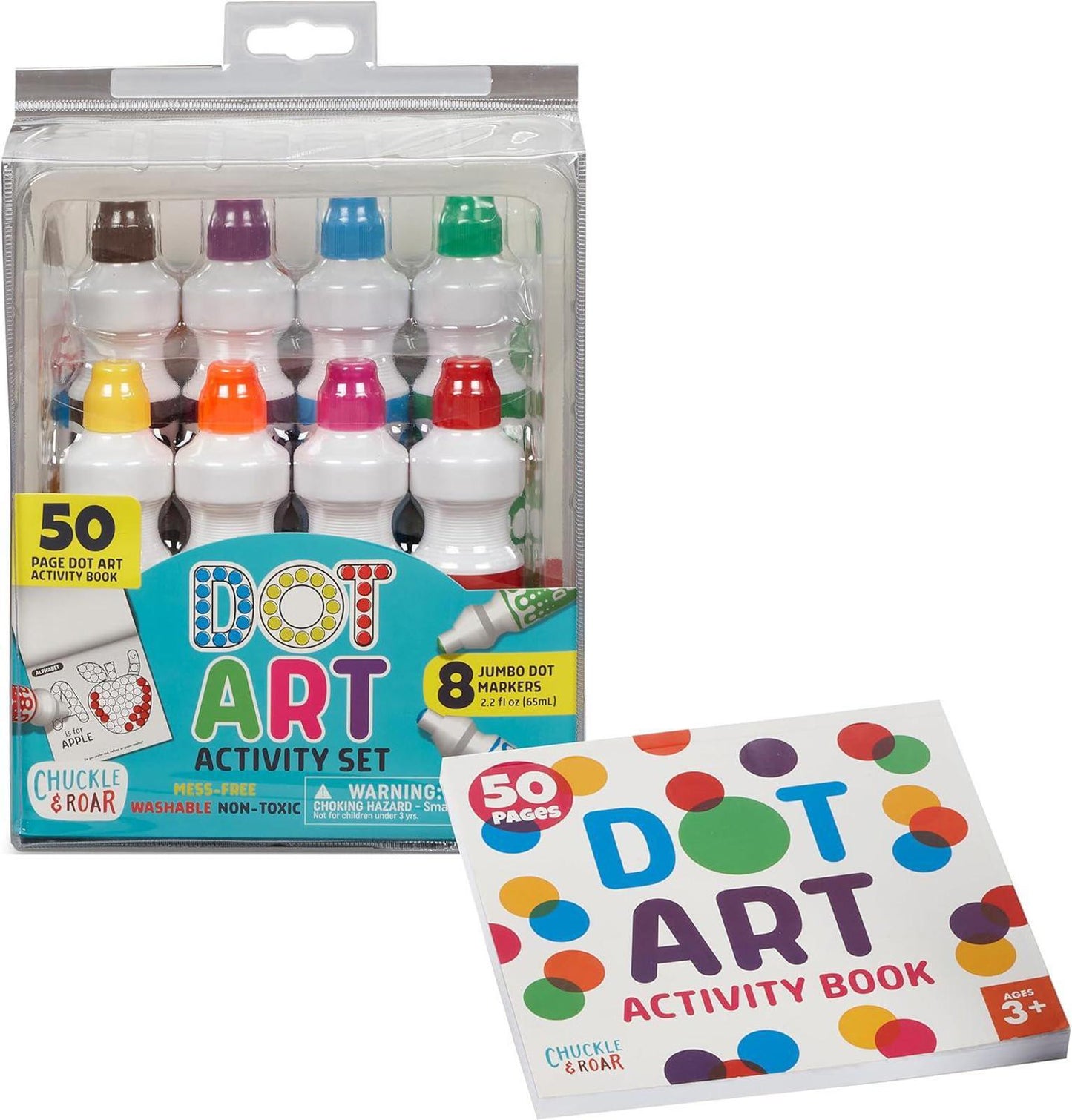 Dot Art Activity Set featuring 8 vibrant dot markers and an activity book for creative fun.