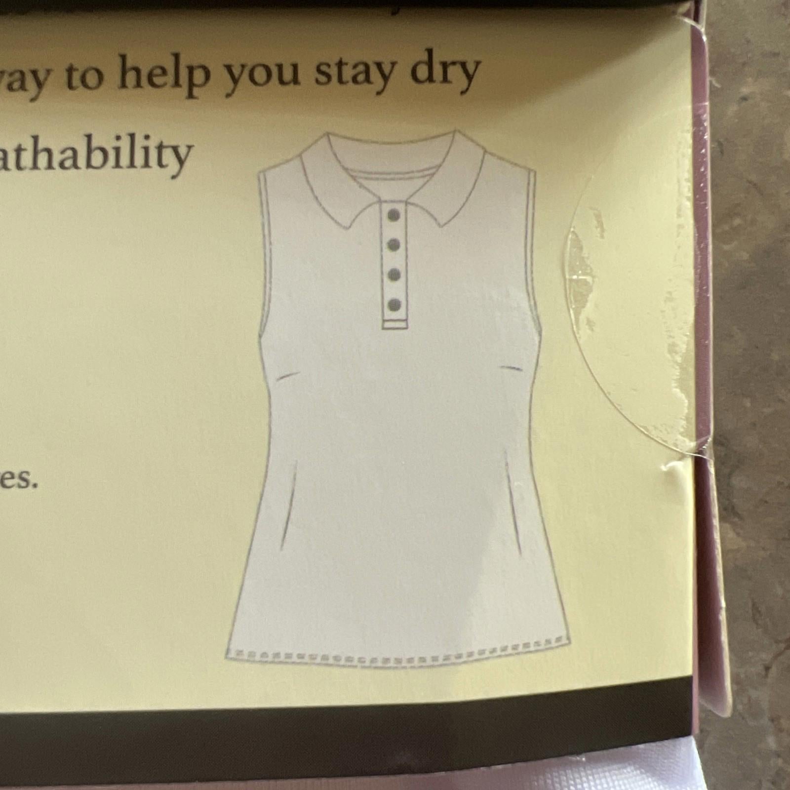 DryFit Sleeveless Polo Shirt features a classic collar and button placket for comfort.