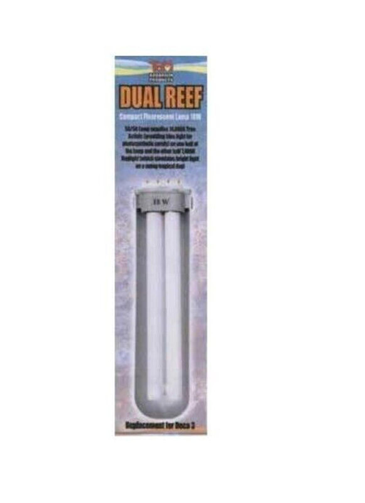 Dual Reef replacement fluorescent lamp designed for aquarium use, featuring a sleek design.
