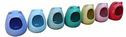 Ceramic Chinchilla Home  9 inches tall 7 in wide 6 in deep Opening is 4" circle 