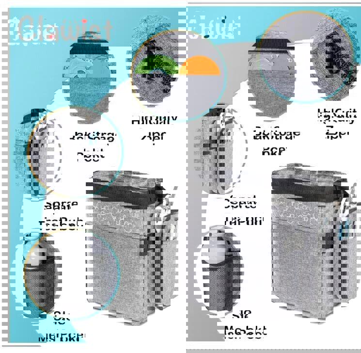 Dog Travel Bag for Supplies - Includes Travel Bag, Travel Dog Bowls, Food Grey