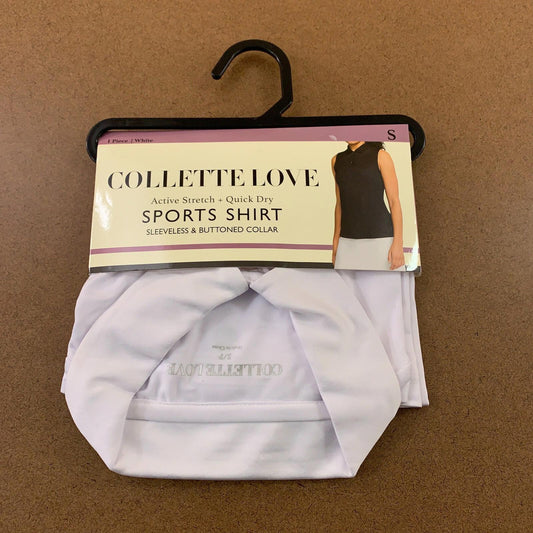 Collette Love Womens Small White Stretch Sleeveless Collared Sports Shirt