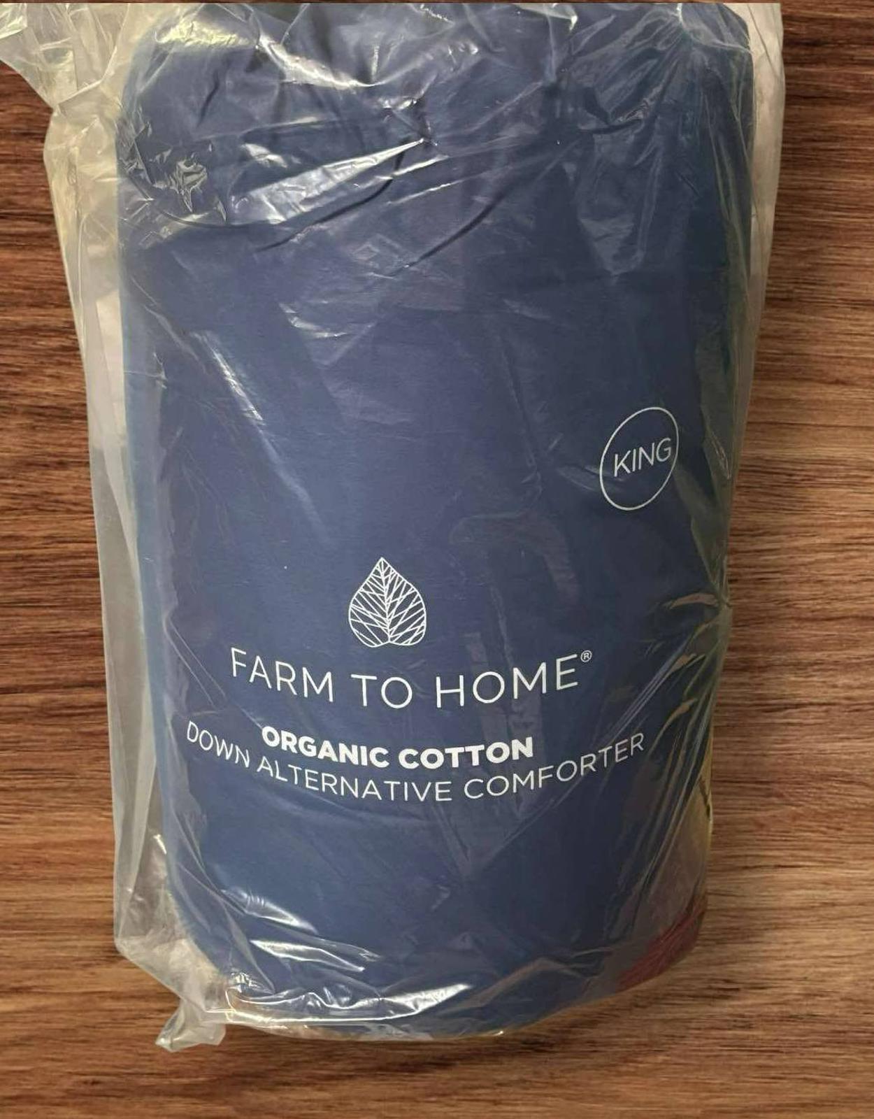 Farm to Home Organic Cotton Down Alternative Comforter King Navy 108" x 98" NEW