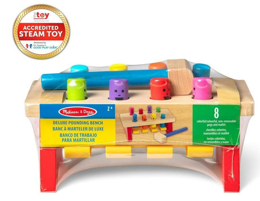Melissa & Doug Deluxe Pounding Bench Wooden Preschool Learning Toy with Mallet