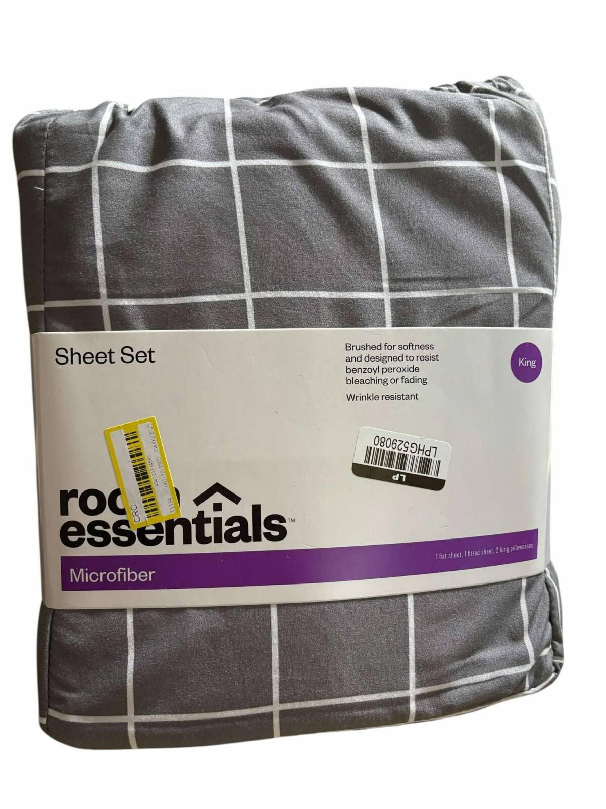 RM 100% cotton  Sheet Set, Size King, 4pcs Grey Pin Stripe