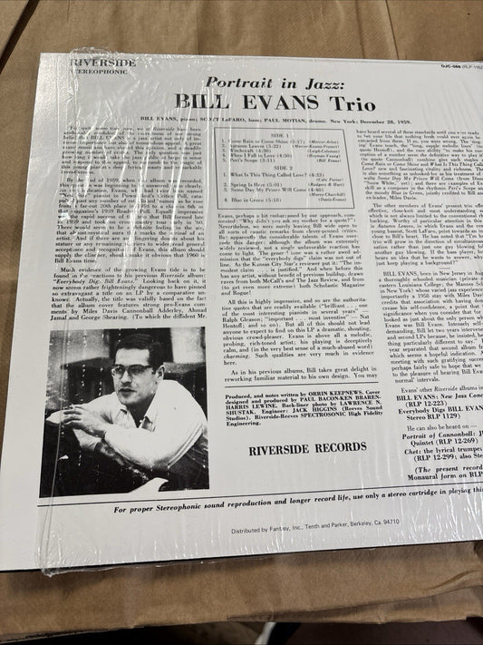 BILL EVANS PORTRAIT IN JAZZ RIVERSIDE MW2062 1LP