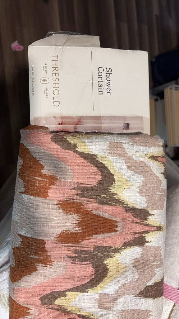 Threshold Abstract Brushstroke Woven Shower Curtain 72 x 72
