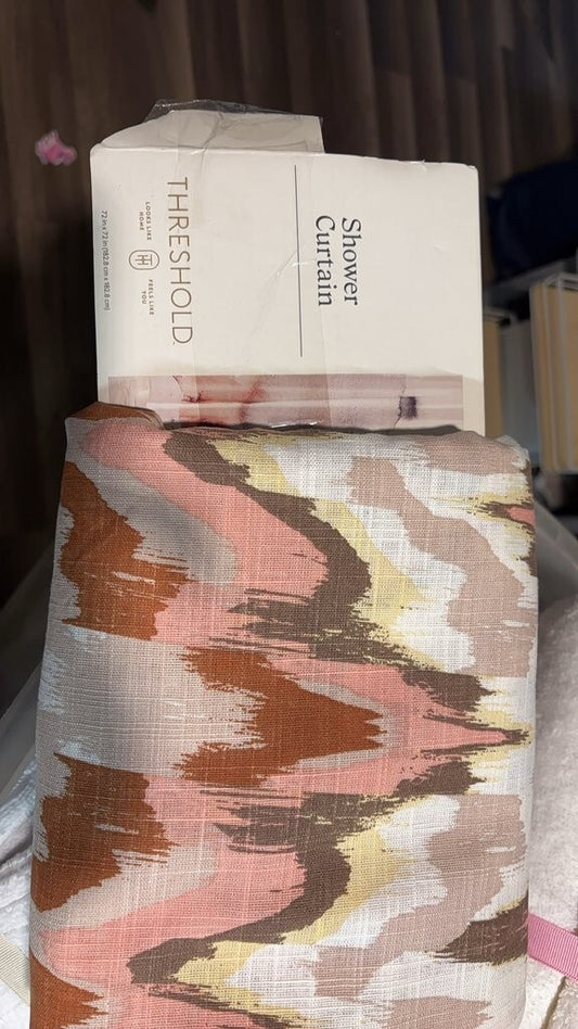 Threshold Abstract Brushstroke Woven Shower Curtain 72 x 72