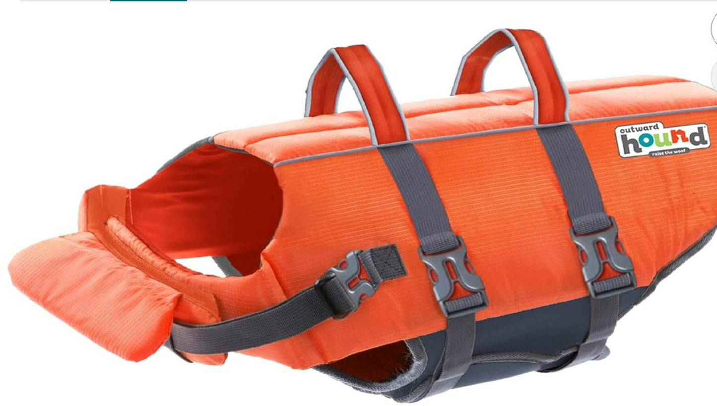 Outward Hound Granby Splash Dog Life Jacket, Orange, XL (33-44")