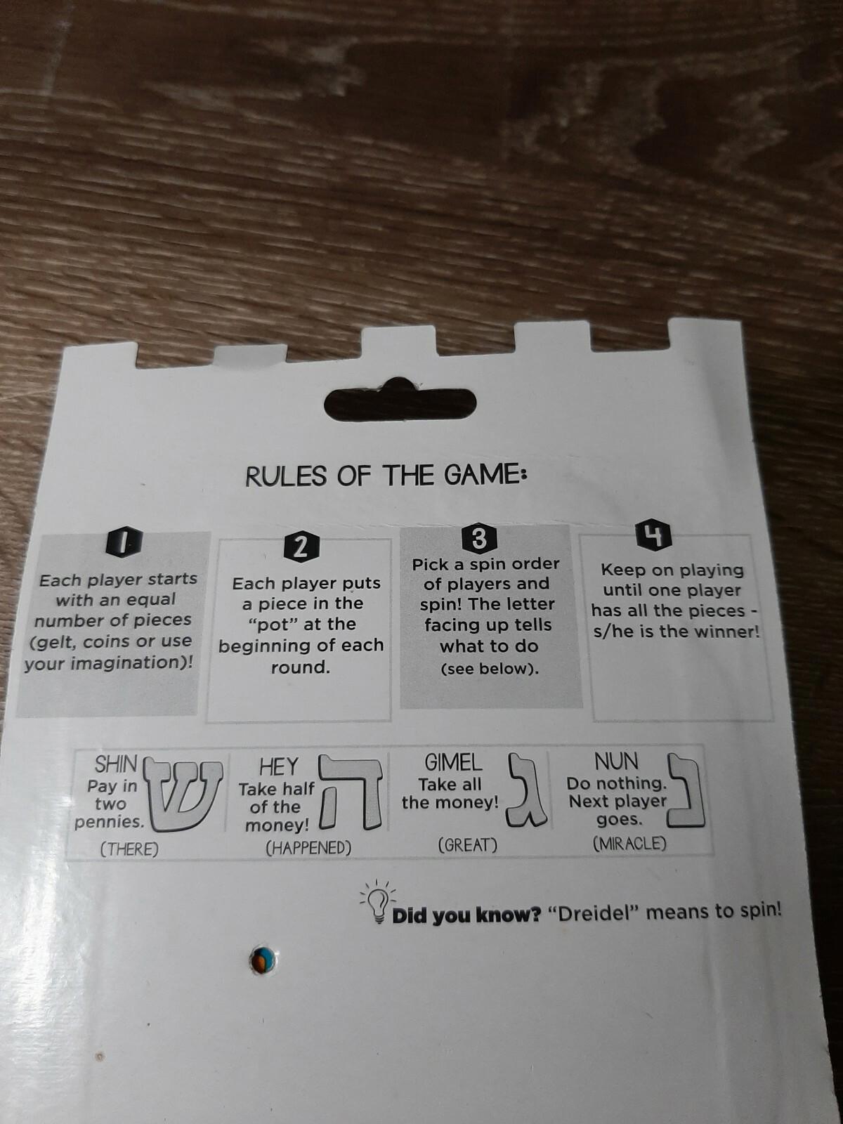 Rite Lite Jerusalem Dreidels, Set of 2 Wood Dreidels.