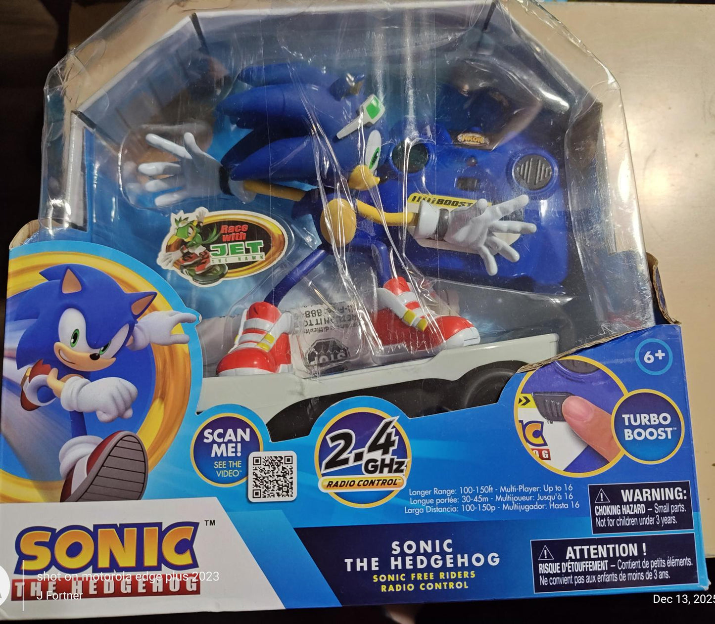 Sonic The Hedgehog Free Riders Radio Control Toy With Turbo Boost & 2.4 GHz Remo