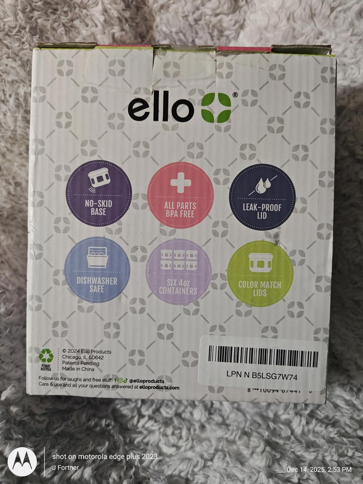 Ello storage container box featuring leak-proof lid, dishwasher safe, and BPA-free materials.